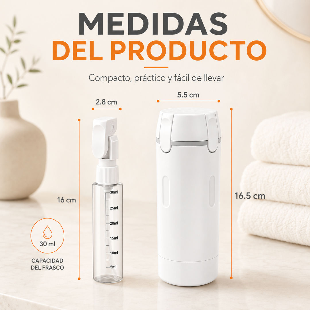 Botella de viaje 4 en 1: Empaca menos y viaja más cómodo