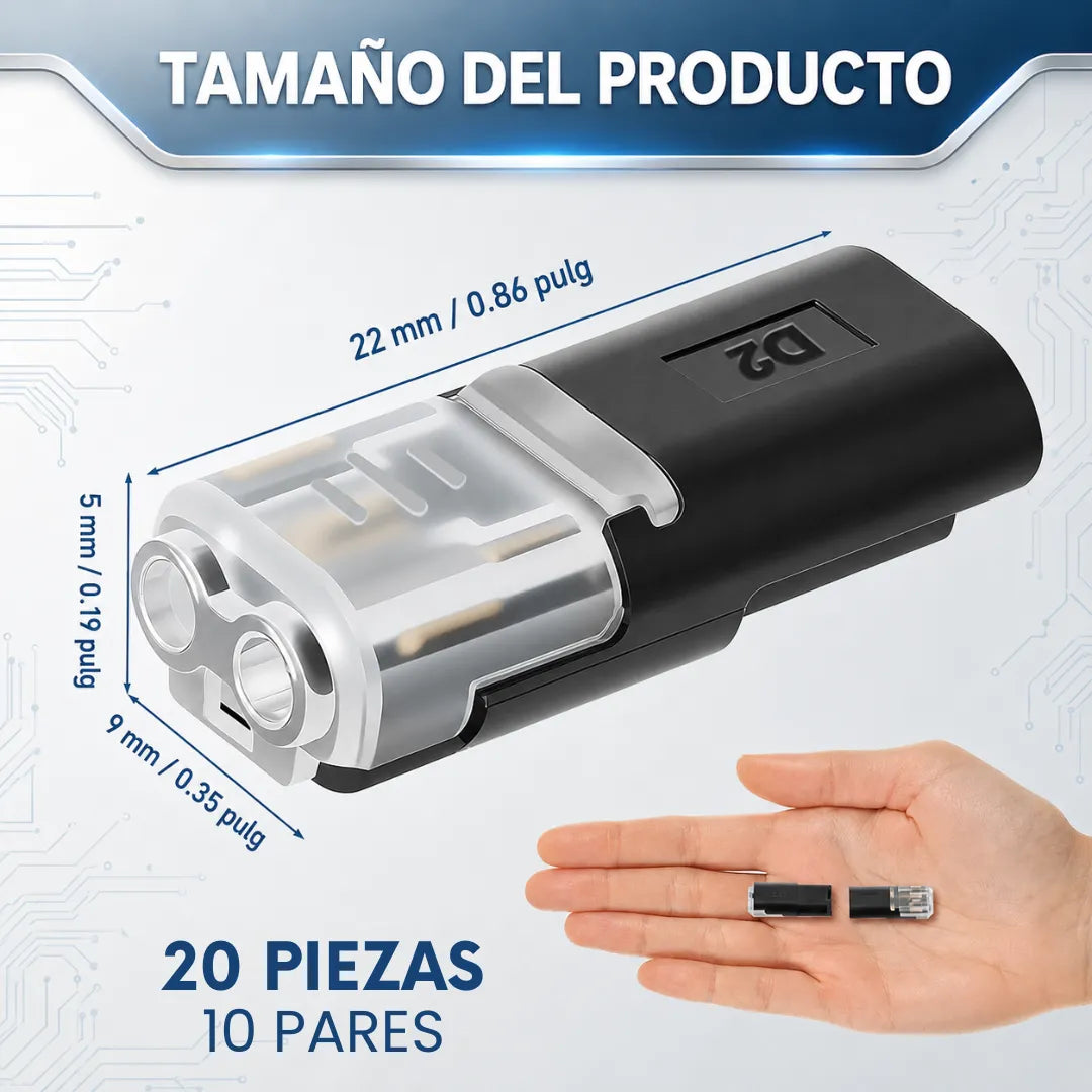 Set x10 Conectores Rápidos Doble Cable