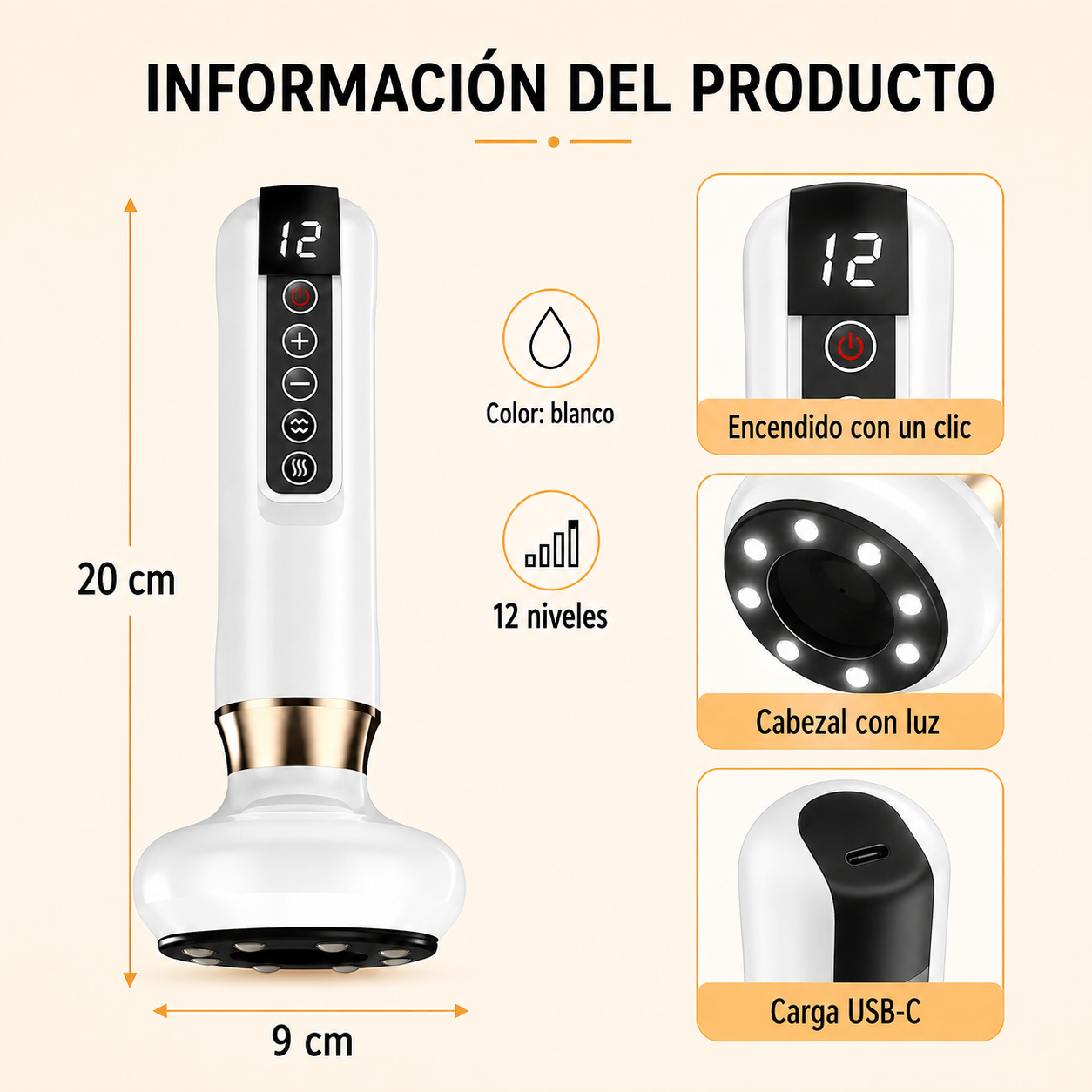 Masajeador Drenaje Linfático Anticelulitis con 12 Intensidades