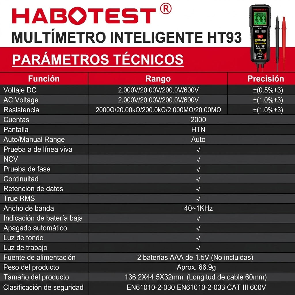 Multímetro digital multifuncional - con detección de secuencia de fase