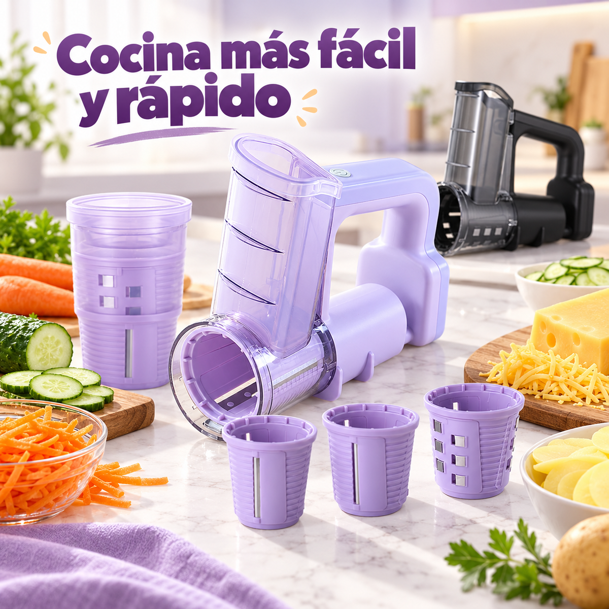 Rallador Eléctrico de Cocina 4 en 1