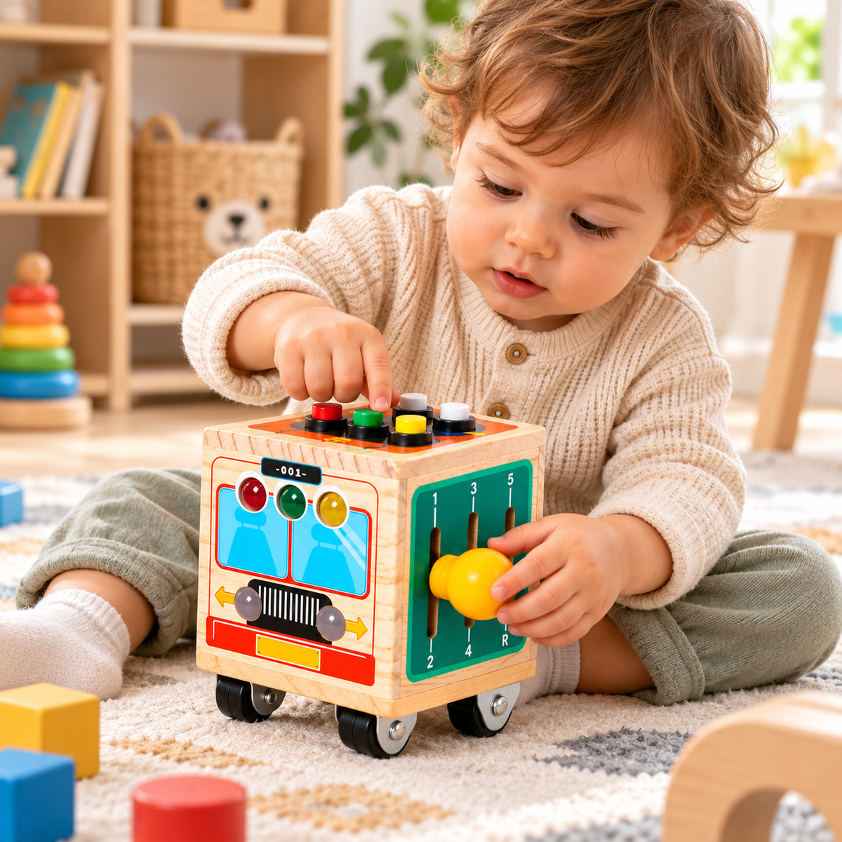 Cubo Sensorial de Madera Tipo Montessori