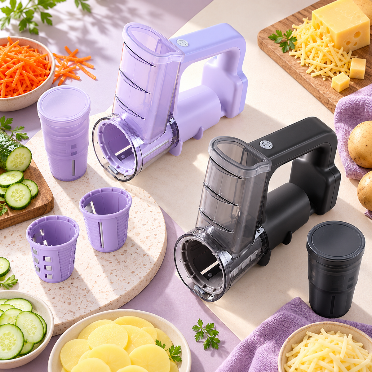Rallador Eléctrico de Cocina 4 en 1