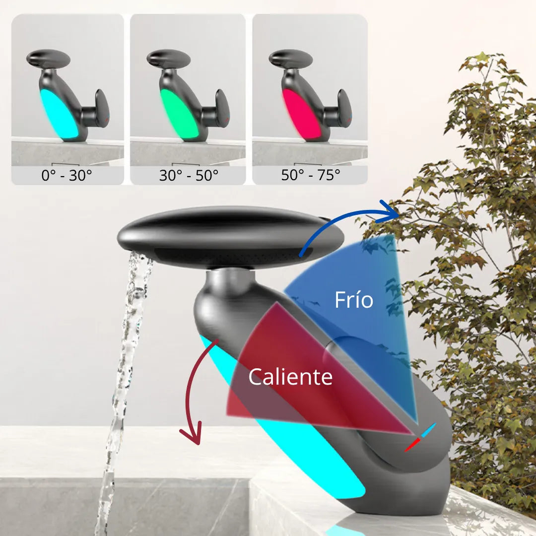 Grifo 4 en 1 multifuncional, grifo de agua caliente y fría con luz led