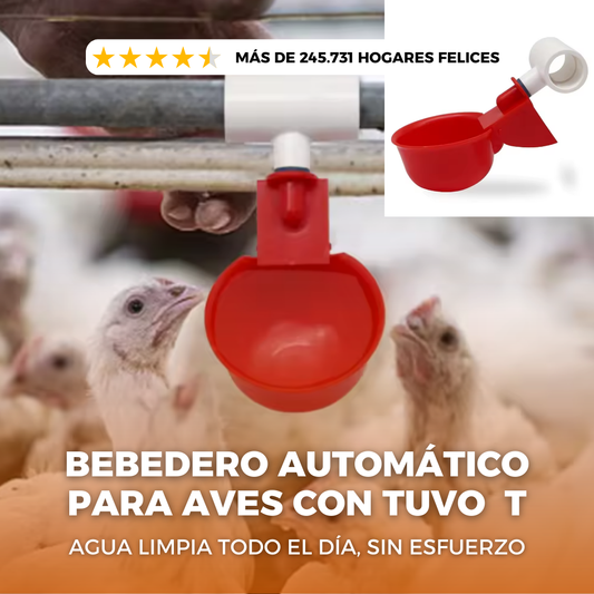 Bebedero AutoFresh Con tuvo T en PVC para Aves de Corral