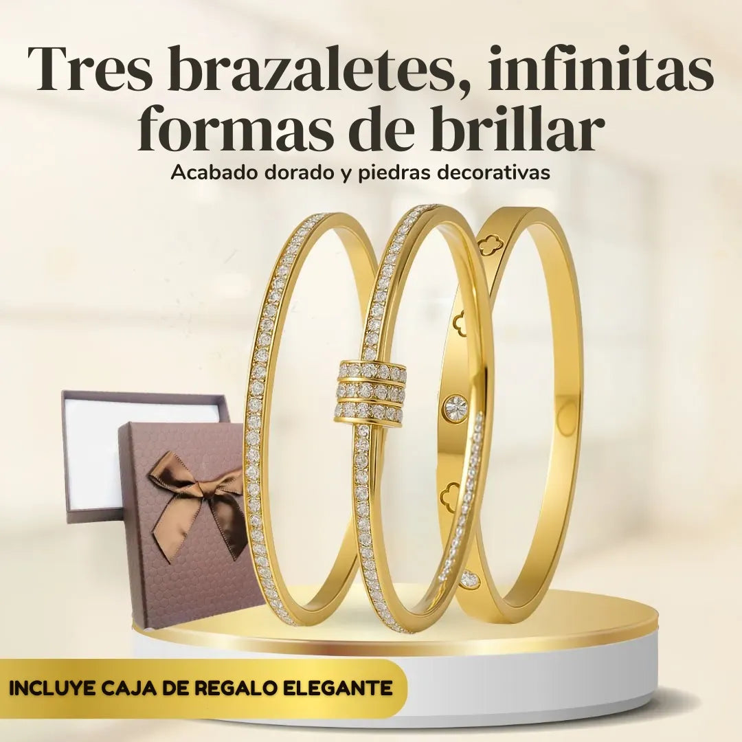 Set de 3 Brazaletes estilo Cartier para mujer