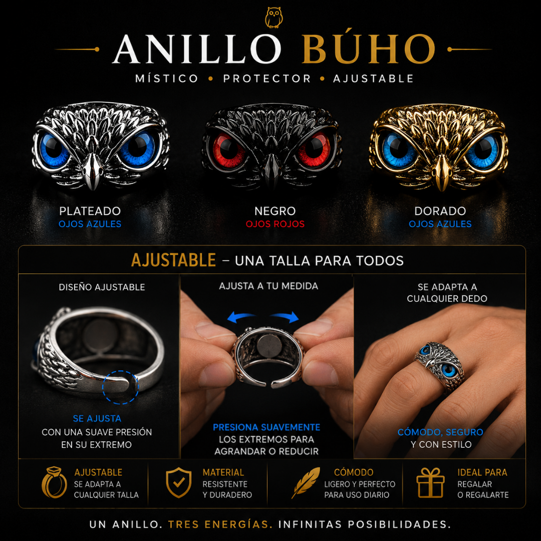 SET X3 ANILLOS LLEVA CONTIGO EL PODER DEL BÚHO