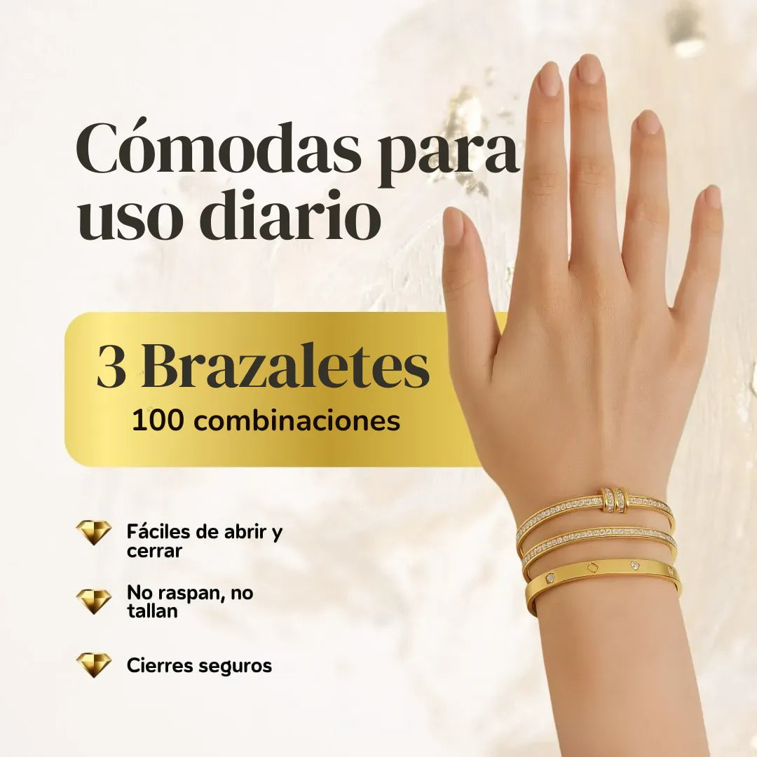 Set de 3 Brazaletes estilo Cartier para mujer