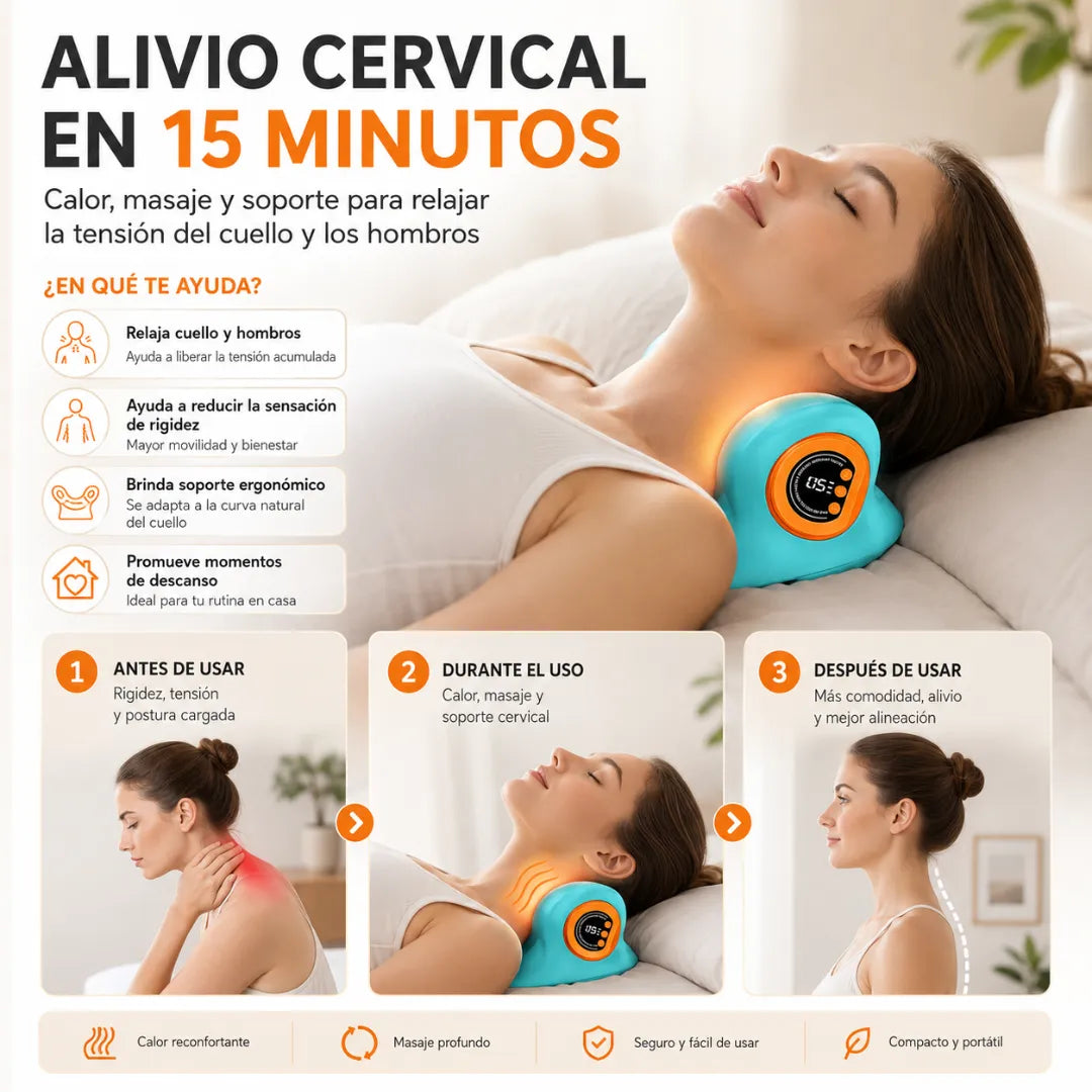 Masajeador Cervical 3 en 1: Relájate y baja la tensión