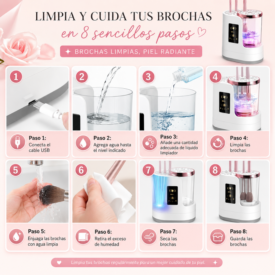 Limpiador Eléctrico de Brochas: piel más cuidada, maquillaje más limpio