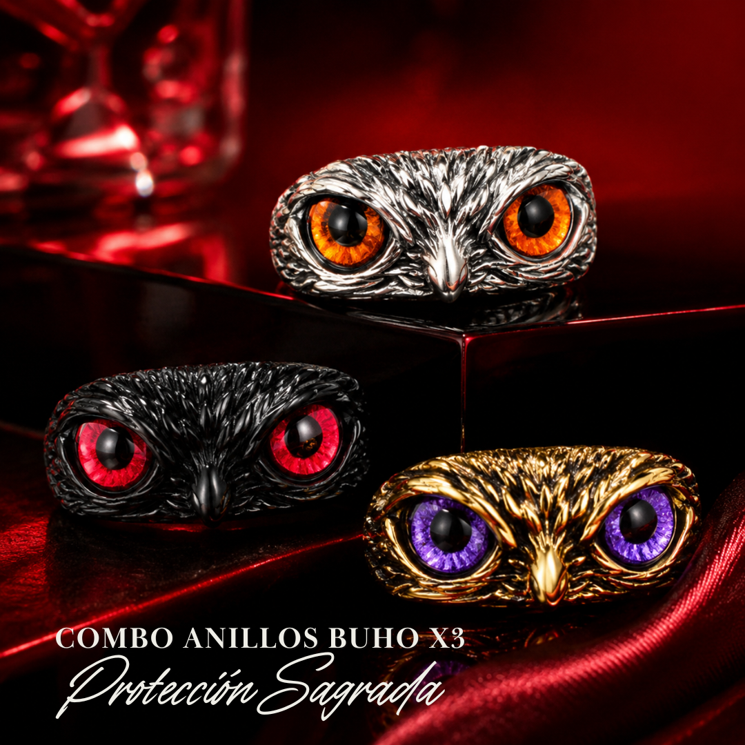 SET X3 ANILLOS LLEVA CONTIGO EL PODER DEL BÚHO