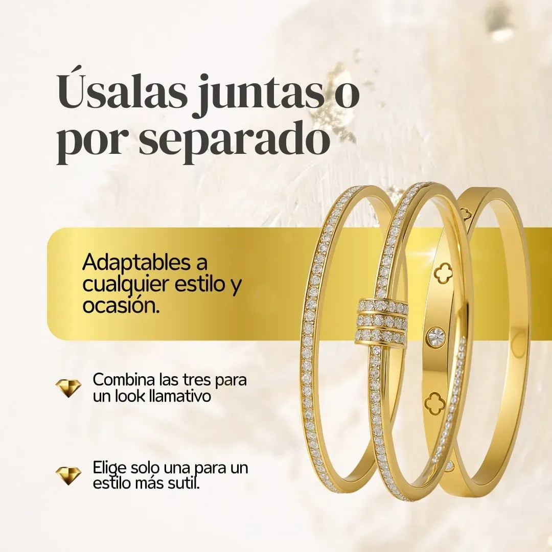 Set de 3 Brazaletes estilo Cartier para mujer