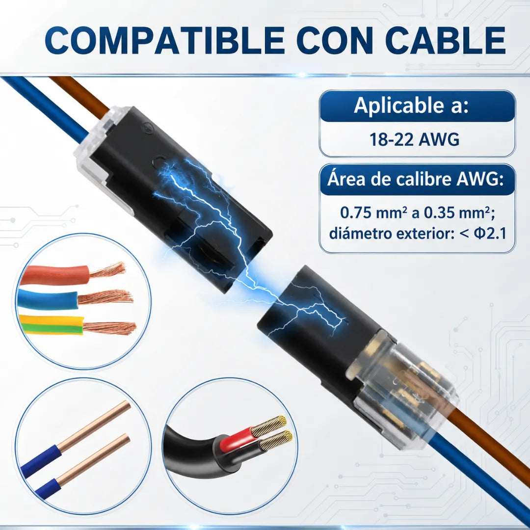 Set x10 Conectores Rápidos Doble Cable