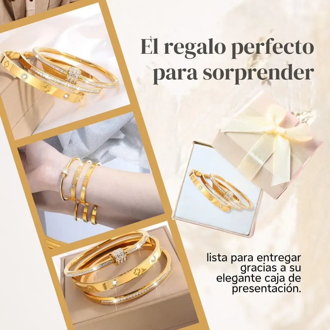 Set de 3 Brazaletes estilo Cartier para mujer