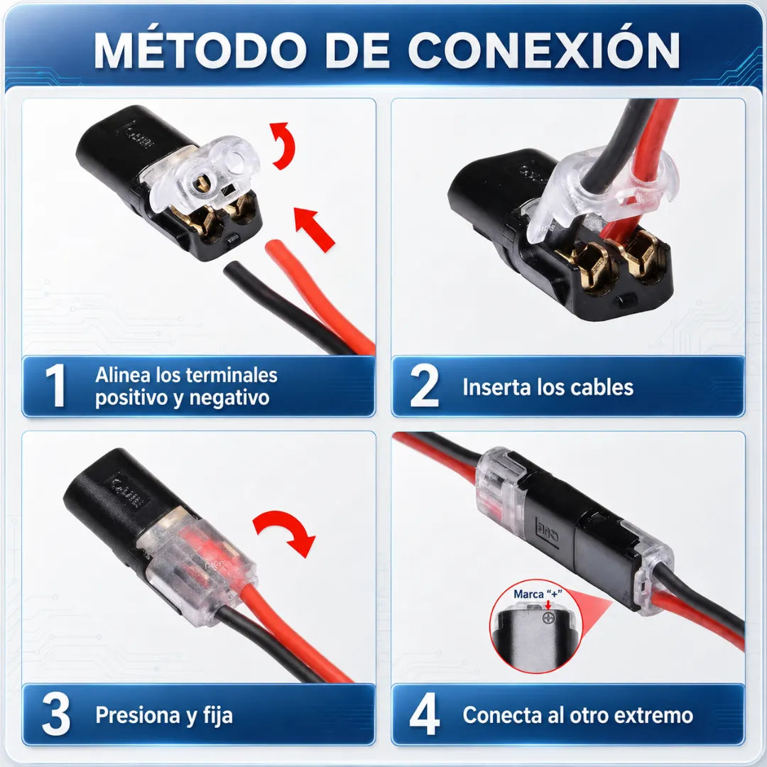 Set x10 Conectores Rápidos Doble Cable