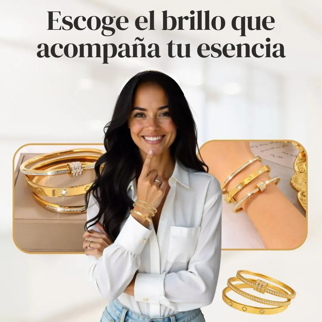 Set de 3 Brazaletes estilo Cartier para mujer