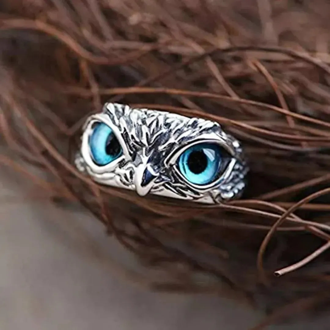 SET X3 ANILLOS AJUSTABLES DE BÚHO CON OJOS MÁGICOS