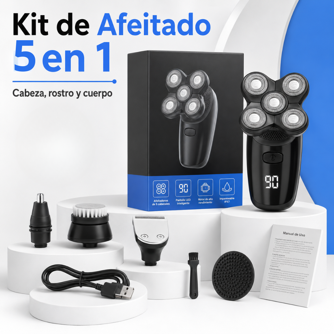 Kit Afeitadora 5 en 1 - Cabeza, Cara y Cuerpo
