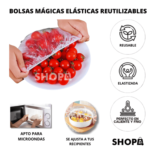 100 Bolsas Mágicas elásticas reutilizables