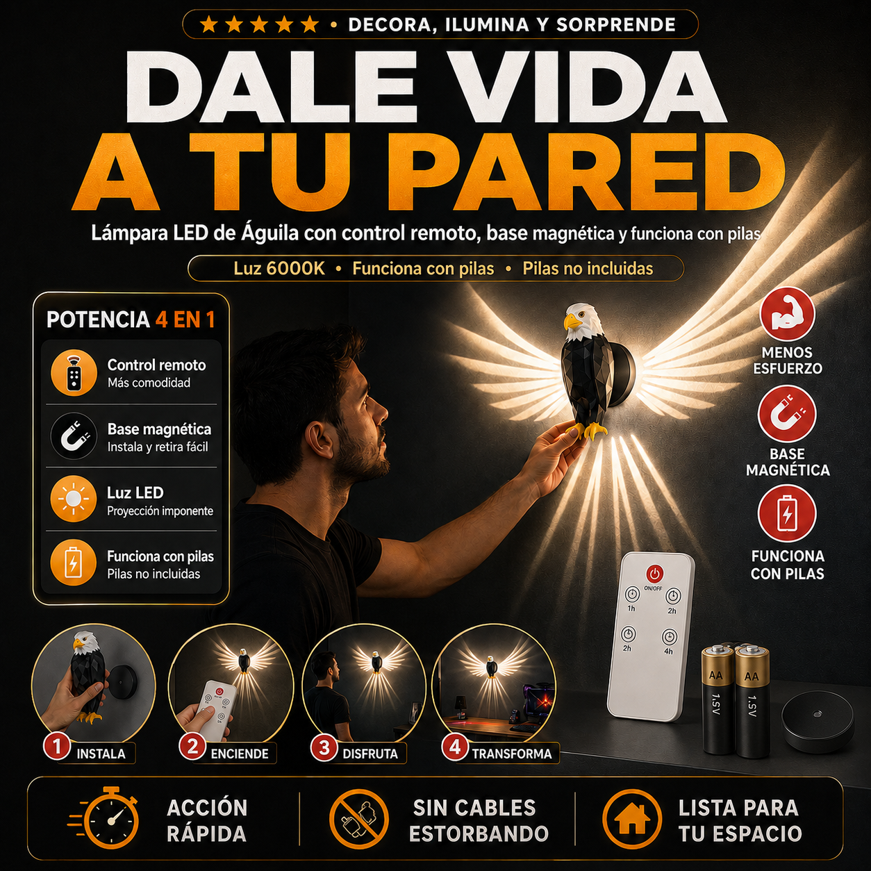 LAMPARA AGUILA: Ilumina tu espacio con fuerza y carácter.
