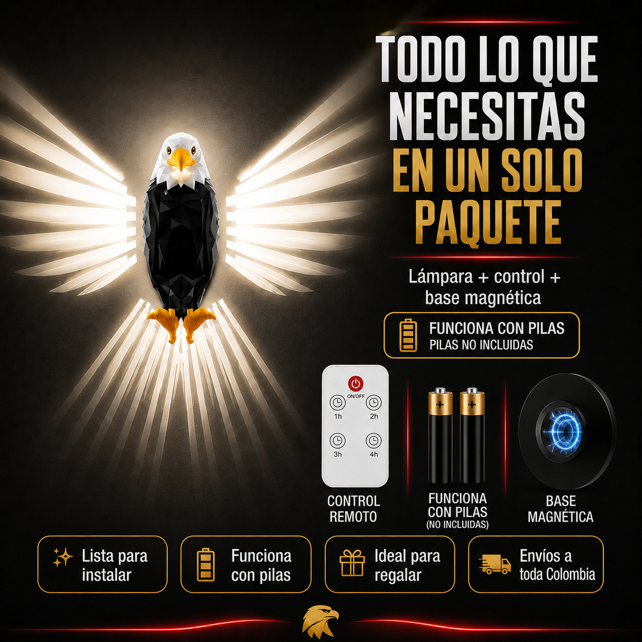 LAMPARA AGUILA: Ilumina tu espacio con fuerza y carácter.