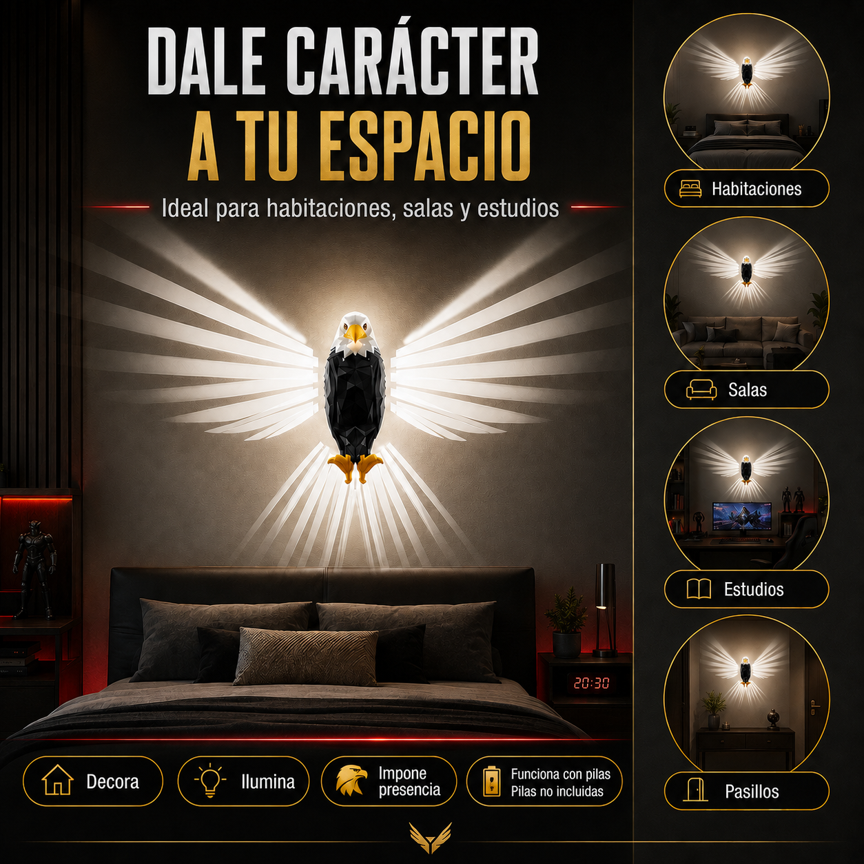 LAMPARA AGUILA: Ilumina tu espacio con fuerza y carácter.