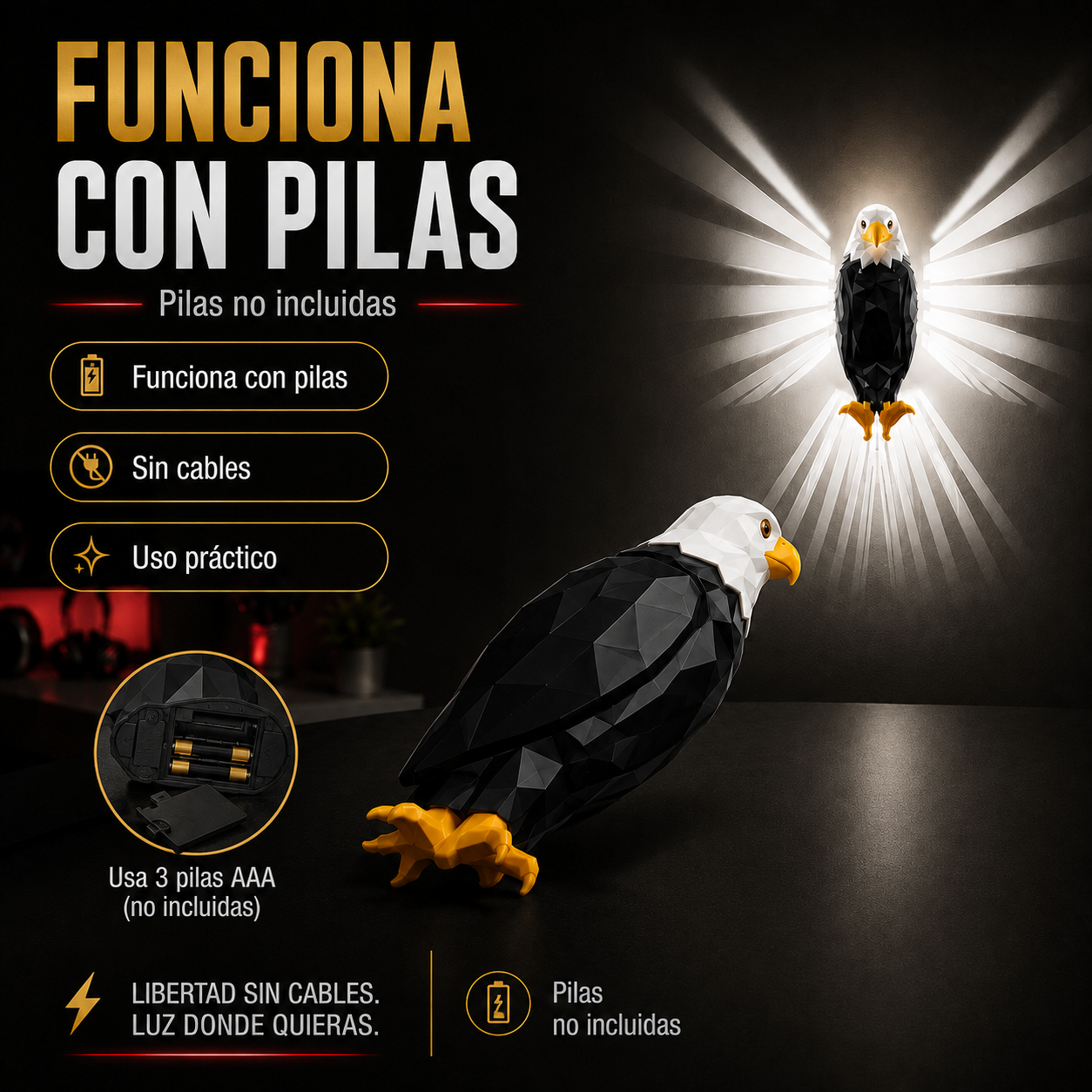 LAMPARA AGUILA: Ilumina tu espacio con fuerza y carácter.