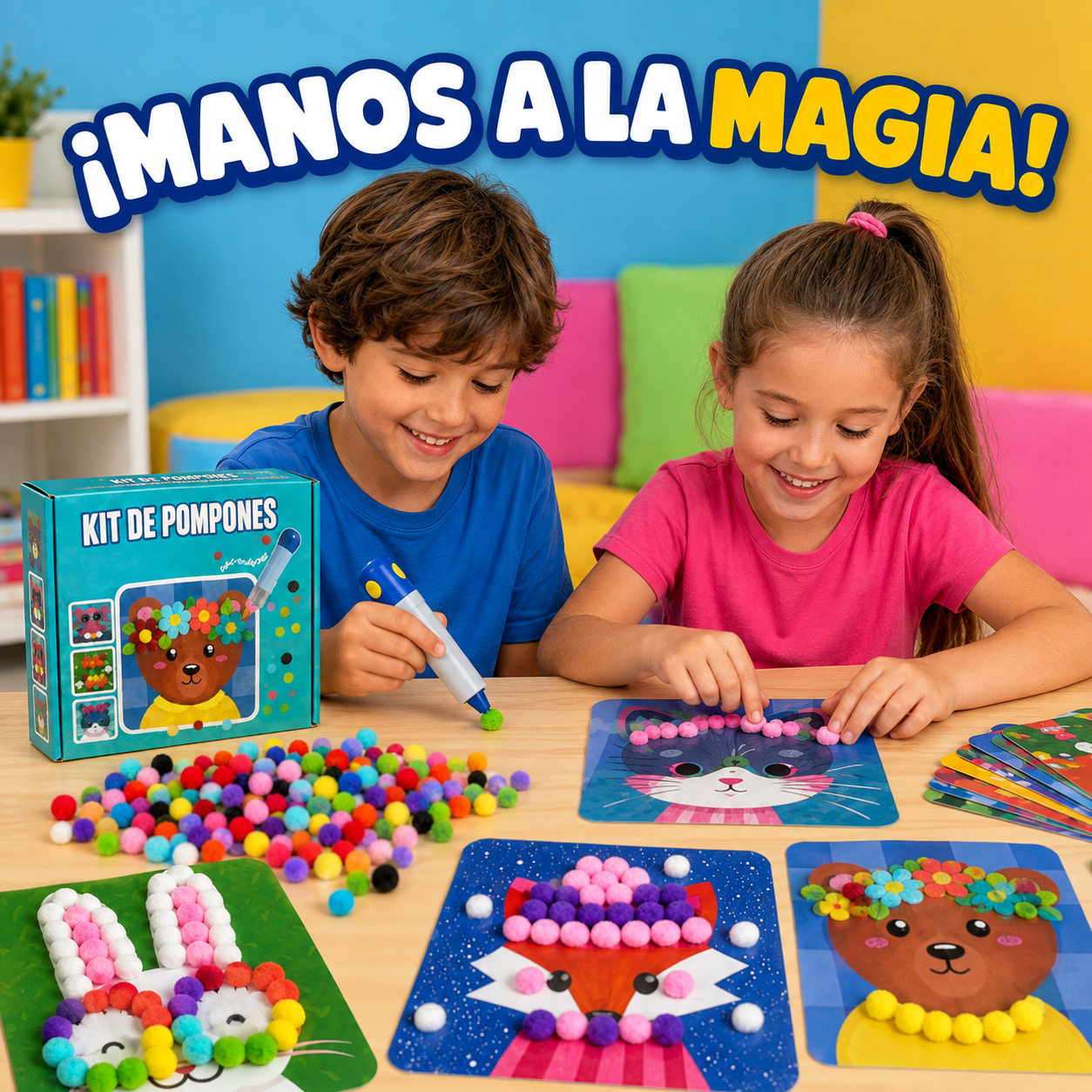 Kit de pompones | ¡Crea animales mágicos en 3D con pompones esponjosos