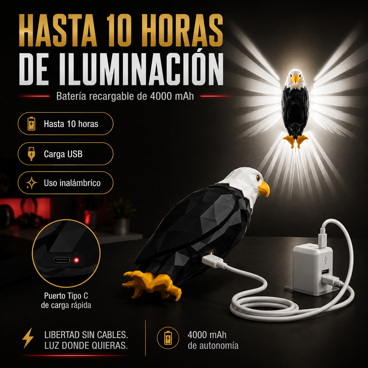 LAMPARA AGUILA: Ilumina tu espacio con fuerza y carácter.