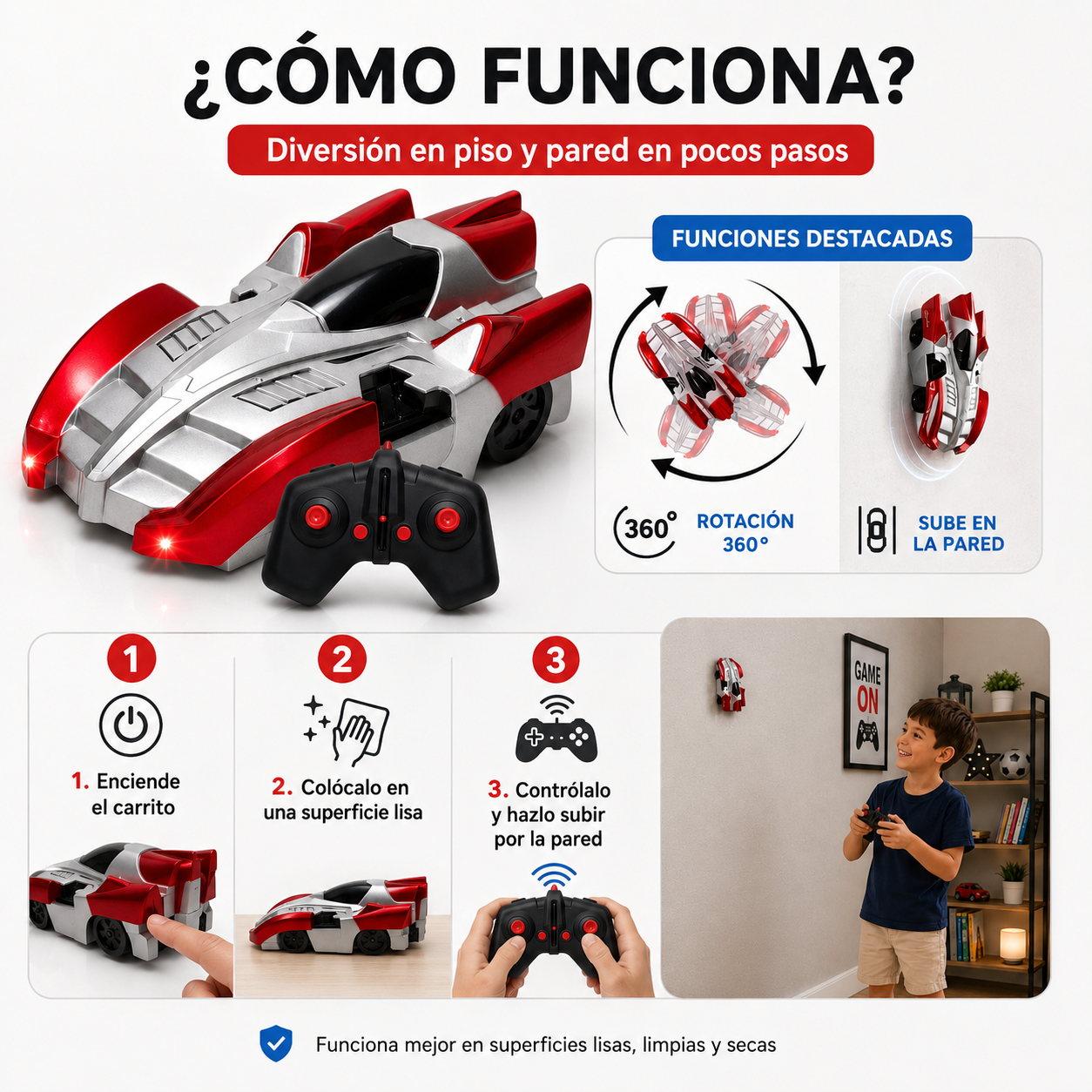 CARRITO ANTIGRAVEDAD TREPA PAREDES 360°