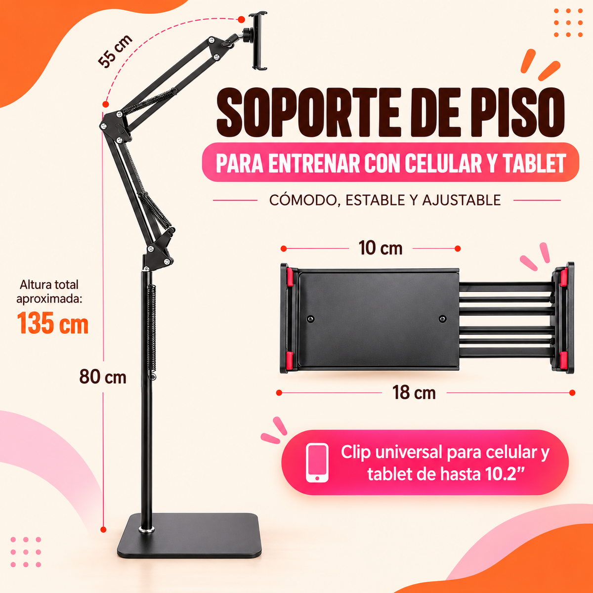 SOPORTE PARA CELULAR Y TABLET: ENTRENA SIN PAUSAS