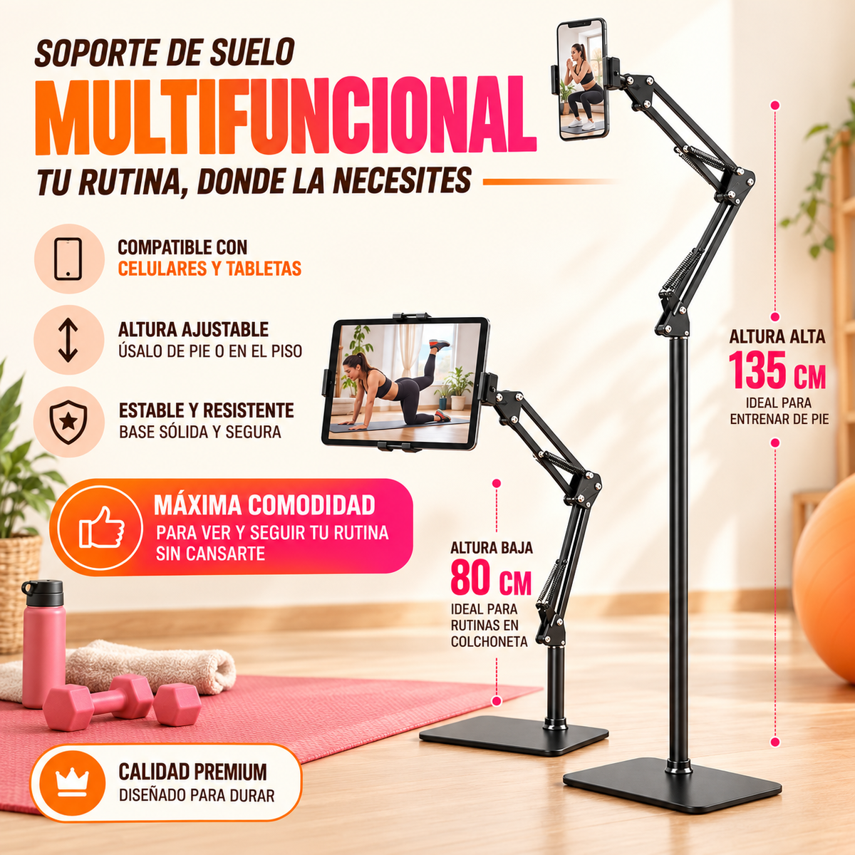 SOPORTE PARA CELULAR Y TABLET: ENTRENA SIN PAUSAS