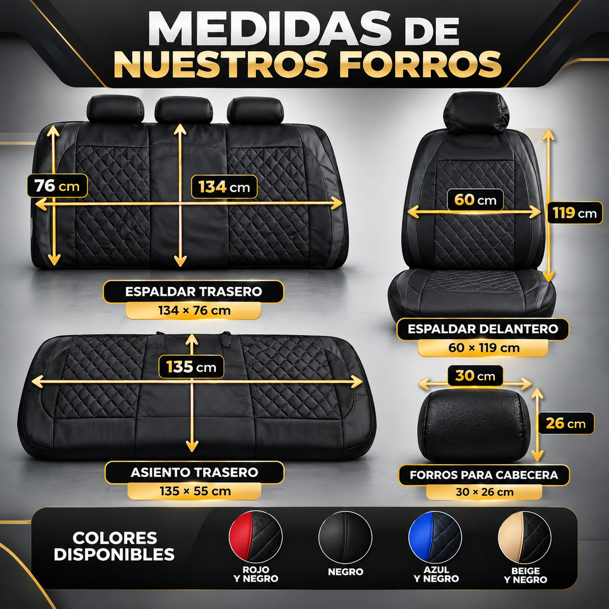 SET X5 FORROS DE AUTO: CUBRE EL DESGASTE ANTES DE MOSTRARLO