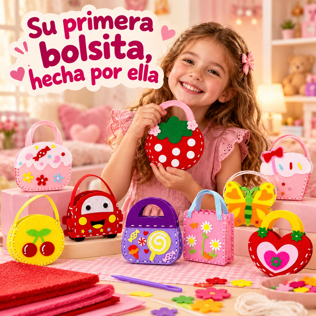 Kit de Costura Creativa: x6 Bolsos para Niñas
