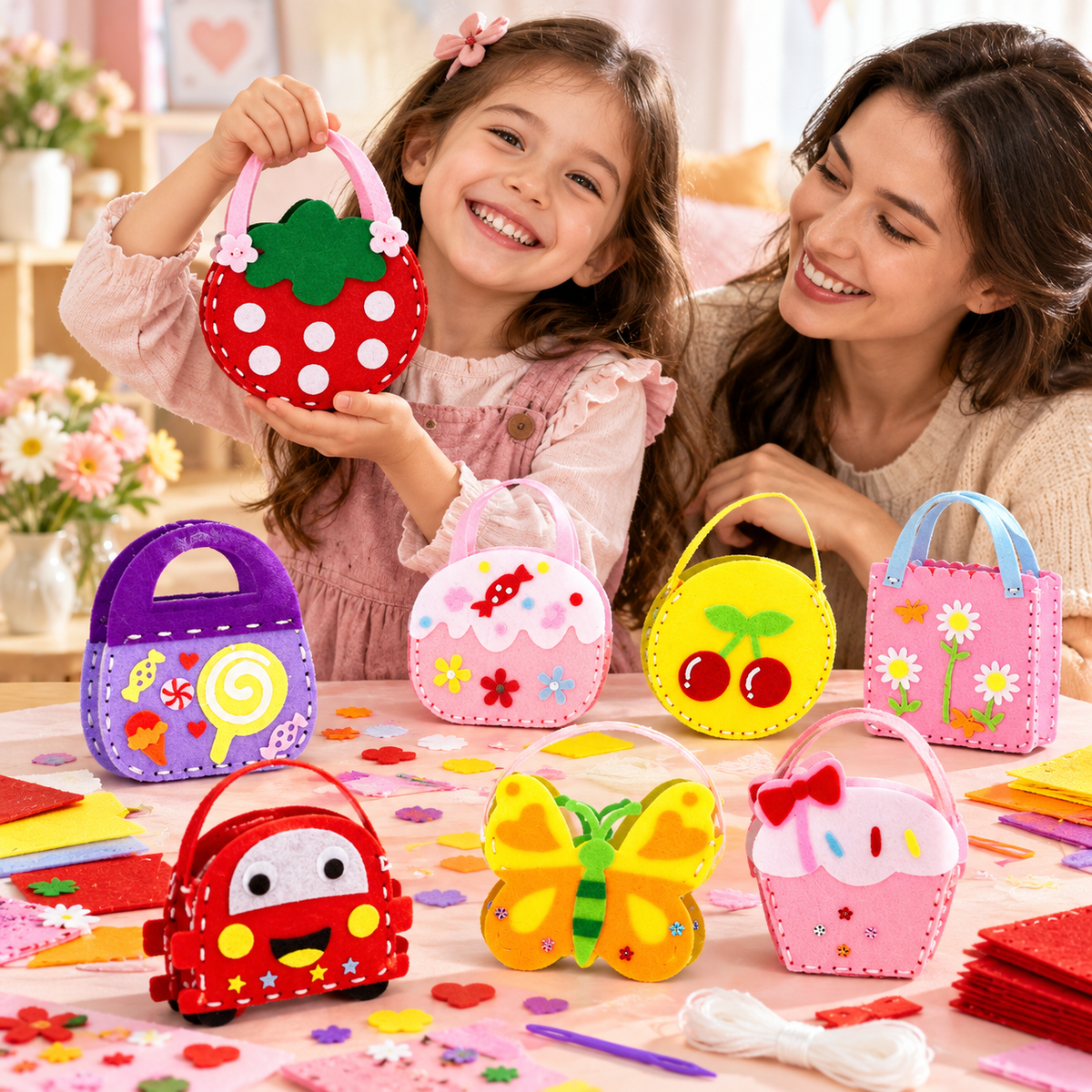 Kit de Costura Creativa: x6 Bolsos para Niñas