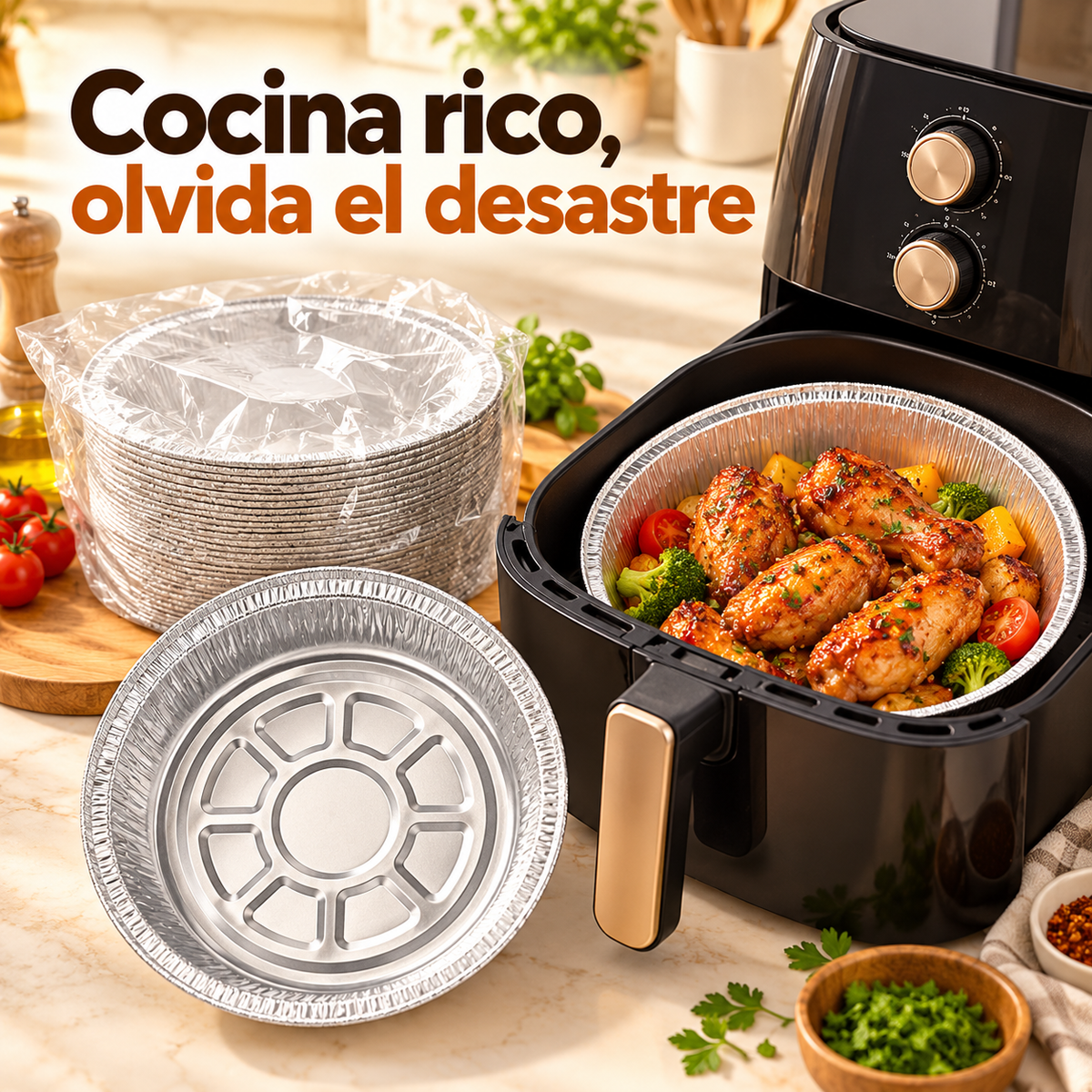 Protectores de Aluminio Reutilizables para Freidora de Aire x50