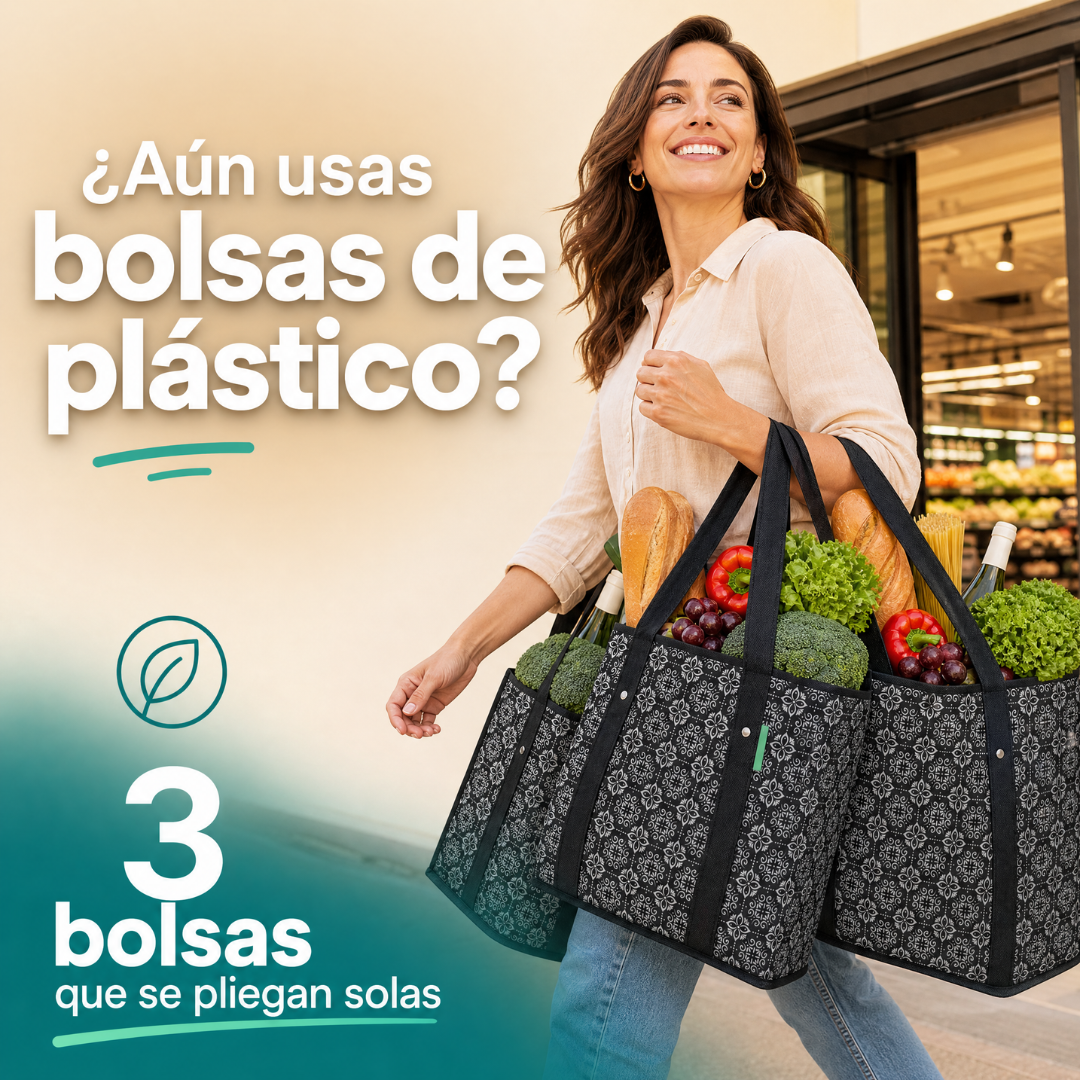 Set Bolsas Plegables x3 - Carga, pliega, listo.