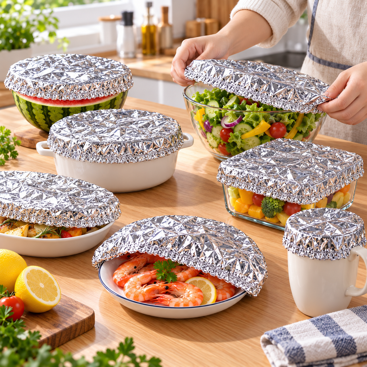 Set x50 Cubiertas de Aluminio Térmico para Alimentos
